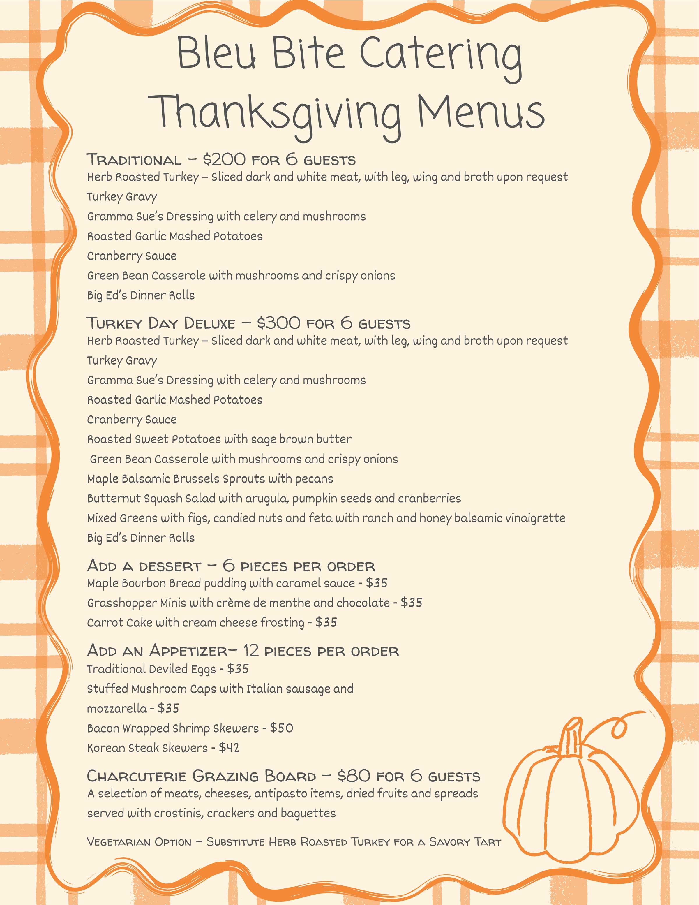 2026 Thanksgiving Menu